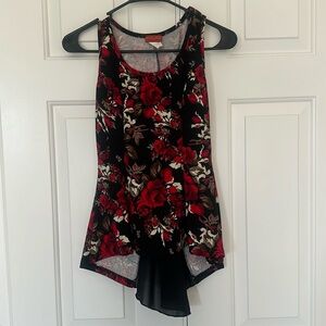 Red Rose Peplum Top
